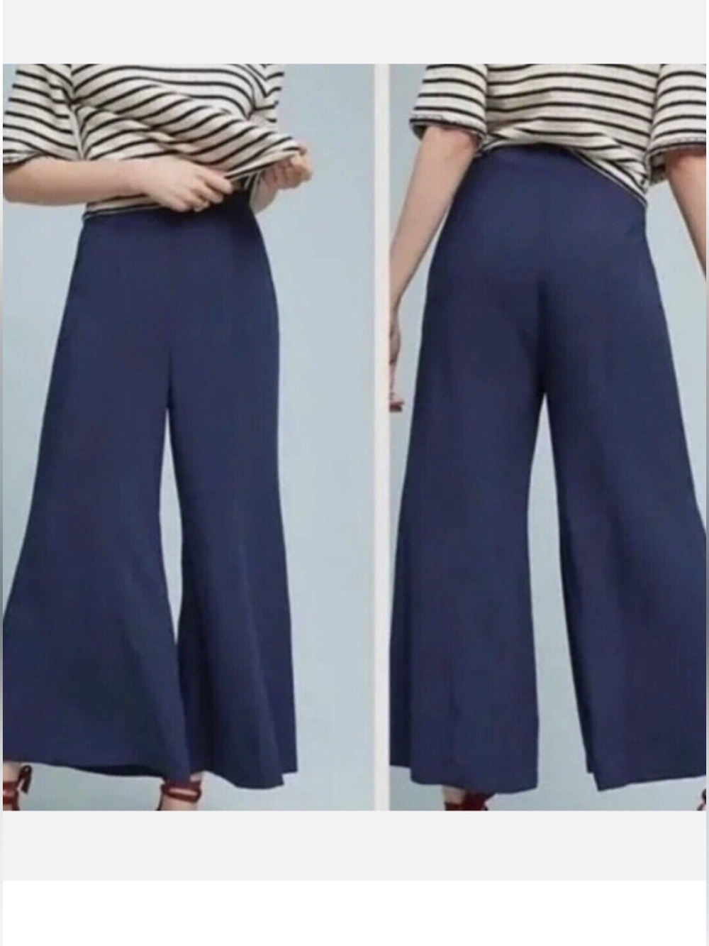 Anthropologie Maeve Canna Culotte Flowy Wide-Leg Navy Pants Size: 2